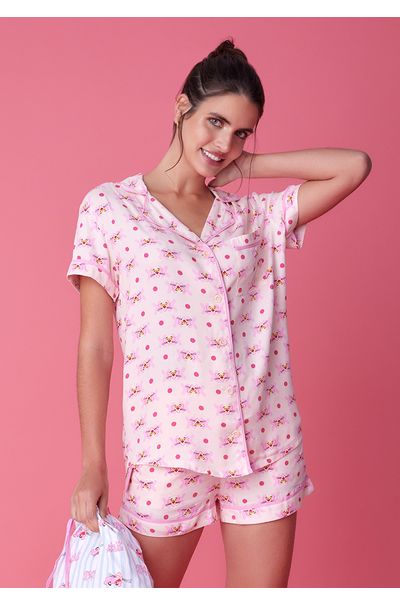 Pijama Pantera Camisero Rosado - Intime